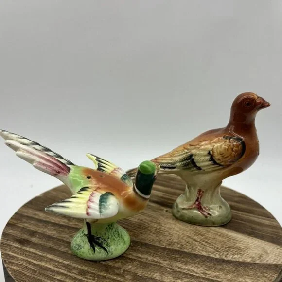 Vintage Set Pair Pheasant Salt Pepper Shaker Birds Japan Cottage Core Farm House - Picture 7 of 9